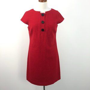 Ann Taylor Red Button Detail Wool Sheath Dress